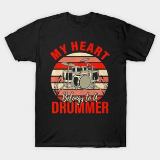 My Heart Belong To Drummer Valentines Day Wife T-Shirt